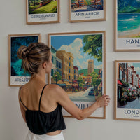 Asheville Poster - North Carolina Travel Art - Downtown Building Shops Home Decor