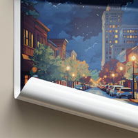 Asheville Poster - North Carolina Wall Art - Moonlit City Street Home Decor