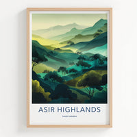 Asir Highlands Poster - Saudi Arabia Travel Art - Lush Green Valleys Wall Decor