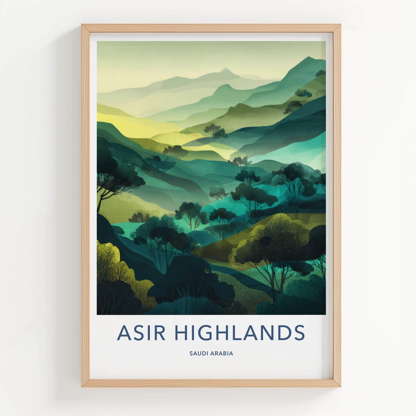 Asir Highlands Poster - Saudi Arabia Travel Art - Lush Green Valleys Wall Decor