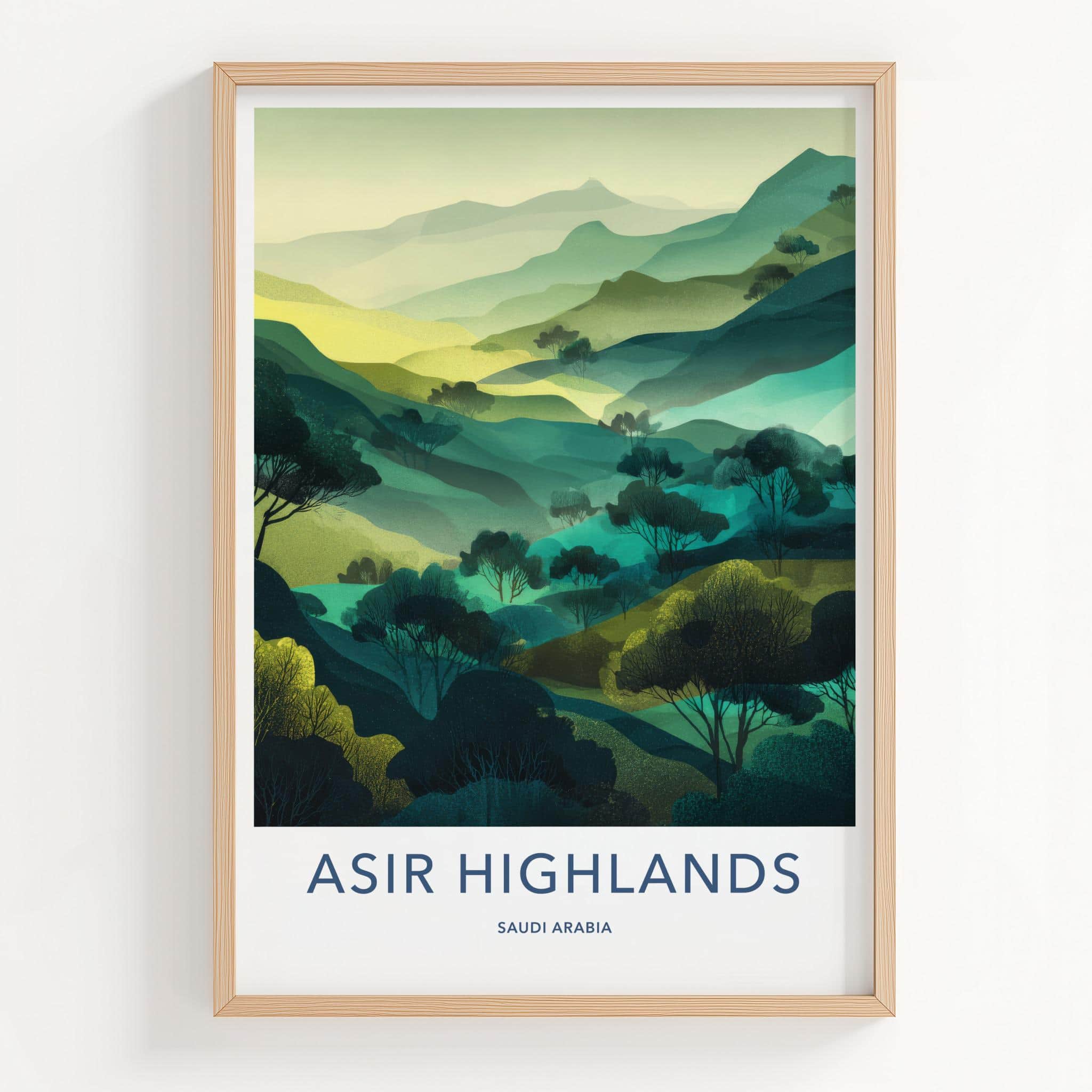 Asir Highlands Poster - Saudi Arabia Travel Art - Lush Green Valleys Wall Decor