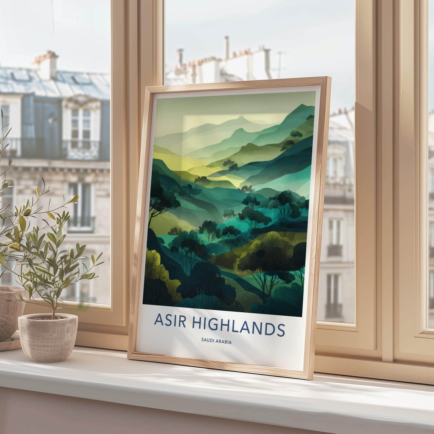 Asir Highlands Poster - Saudi Arabia Travel Art - Lush Green Valleys Wall Decor