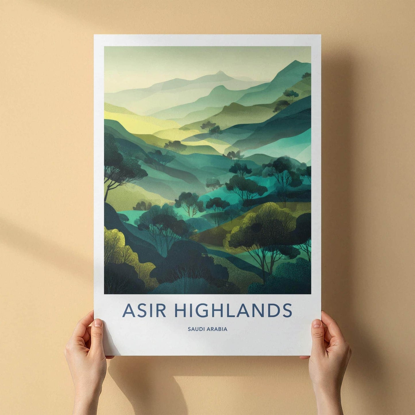 Asir Highlands Poster - Saudi Arabia Travel Art - Lush Green Valleys Wall Decor