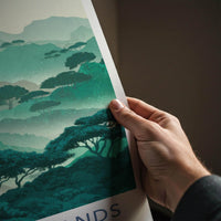 Asir Highlands Poster - Saudi Arabia Travel Art - Misty Mountain Trees Home Decor