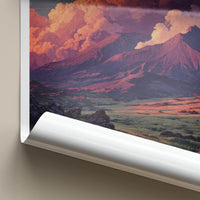 Aso-san Poster - Japan Scenic Art - Fiery Sky Mountains Home Decor