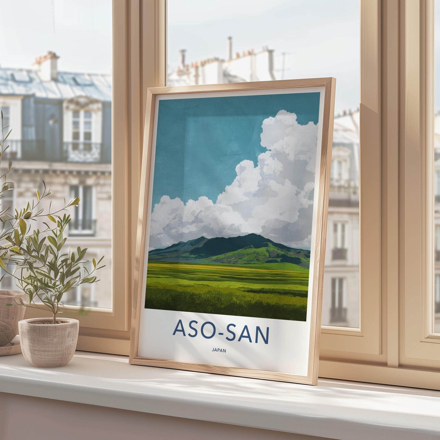 Aso-San Poster - Japan Travel Art - Mountain Meadow Vista Home Decor