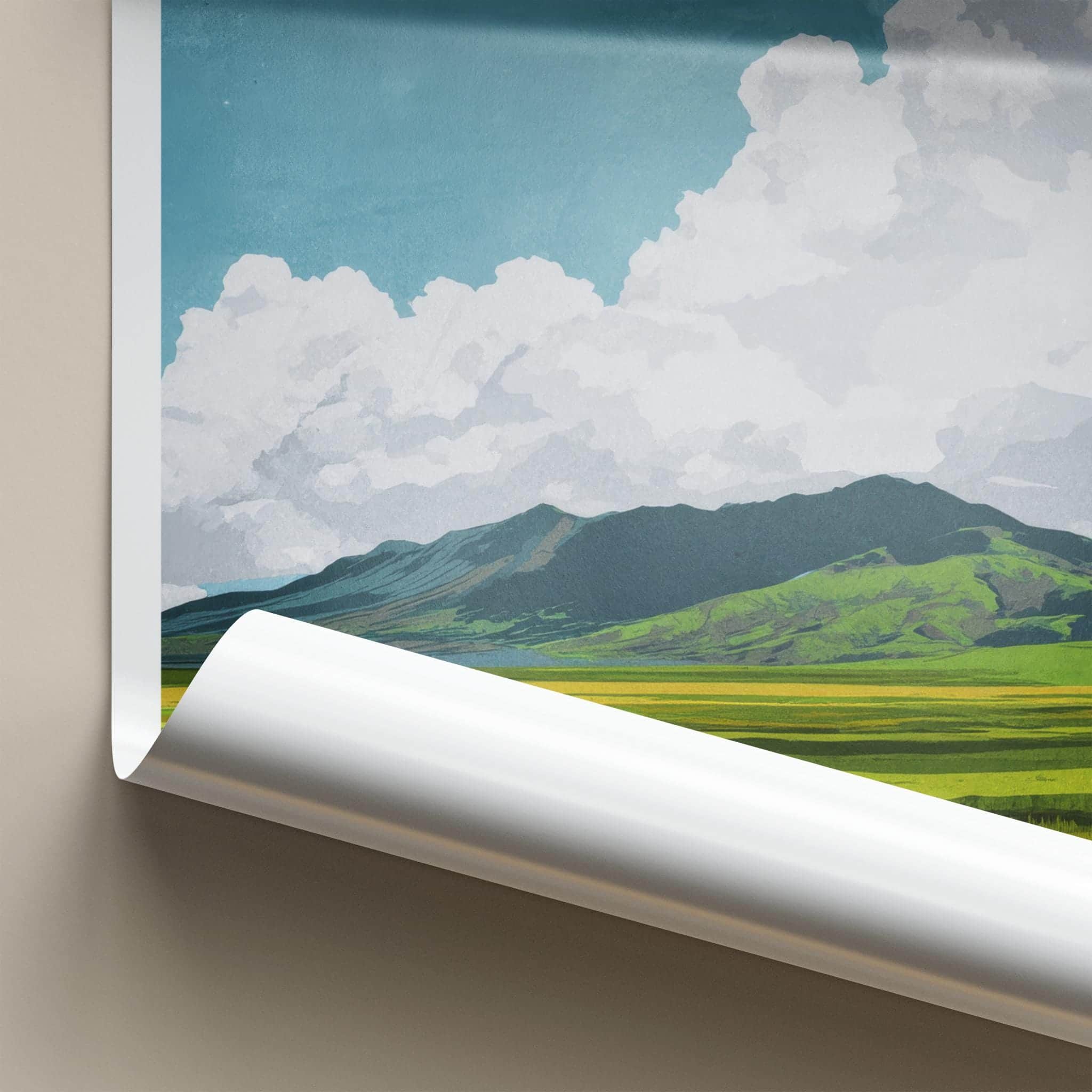 Aso-San Poster - Japan Travel Art - Mountain Meadow Vista Home Decor