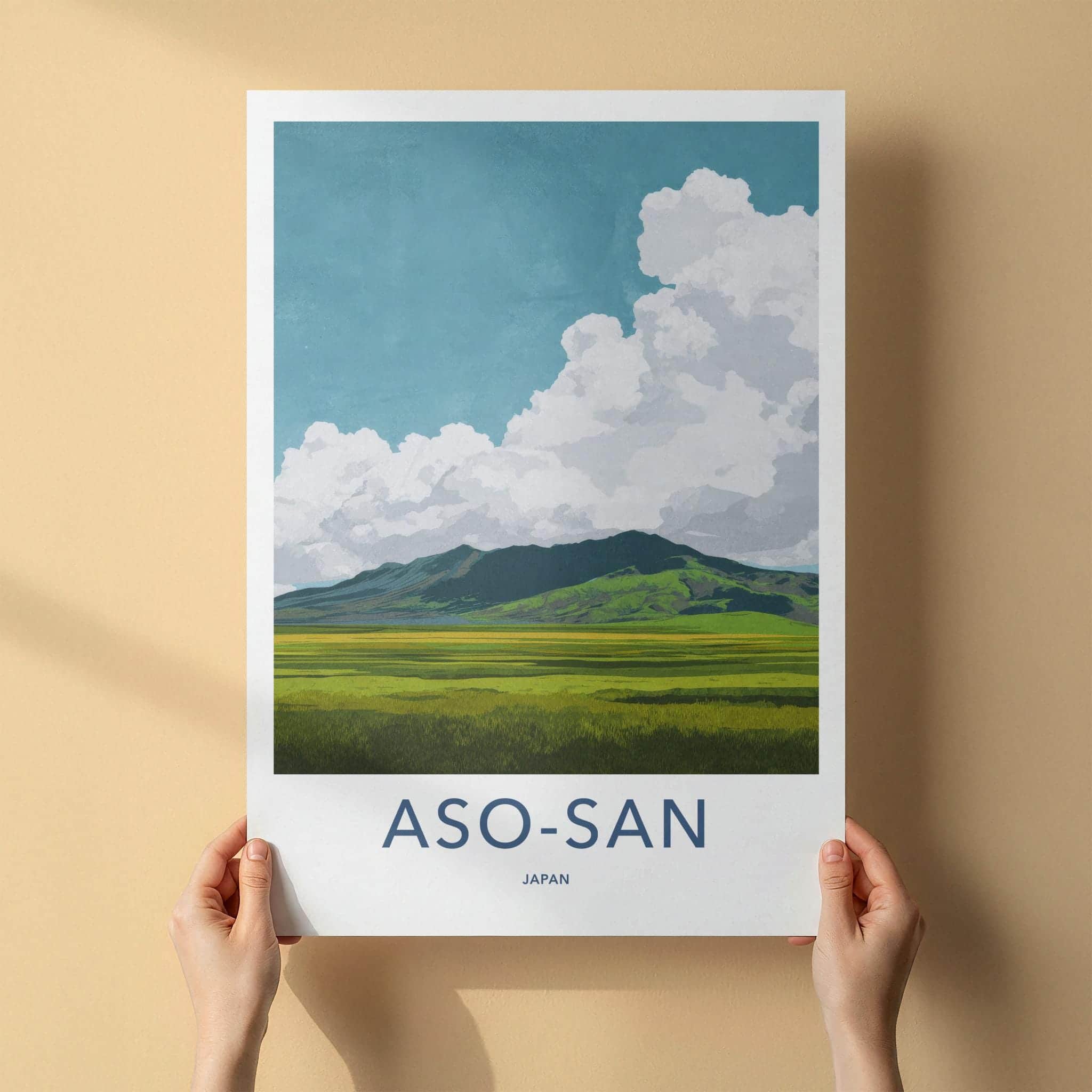 Aso-San Poster - Japan Travel Art - Mountain Meadow Vista Home Decor