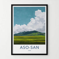 Aso-San Poster - Japan Travel Art - Mountain Meadow Vista Home Decor