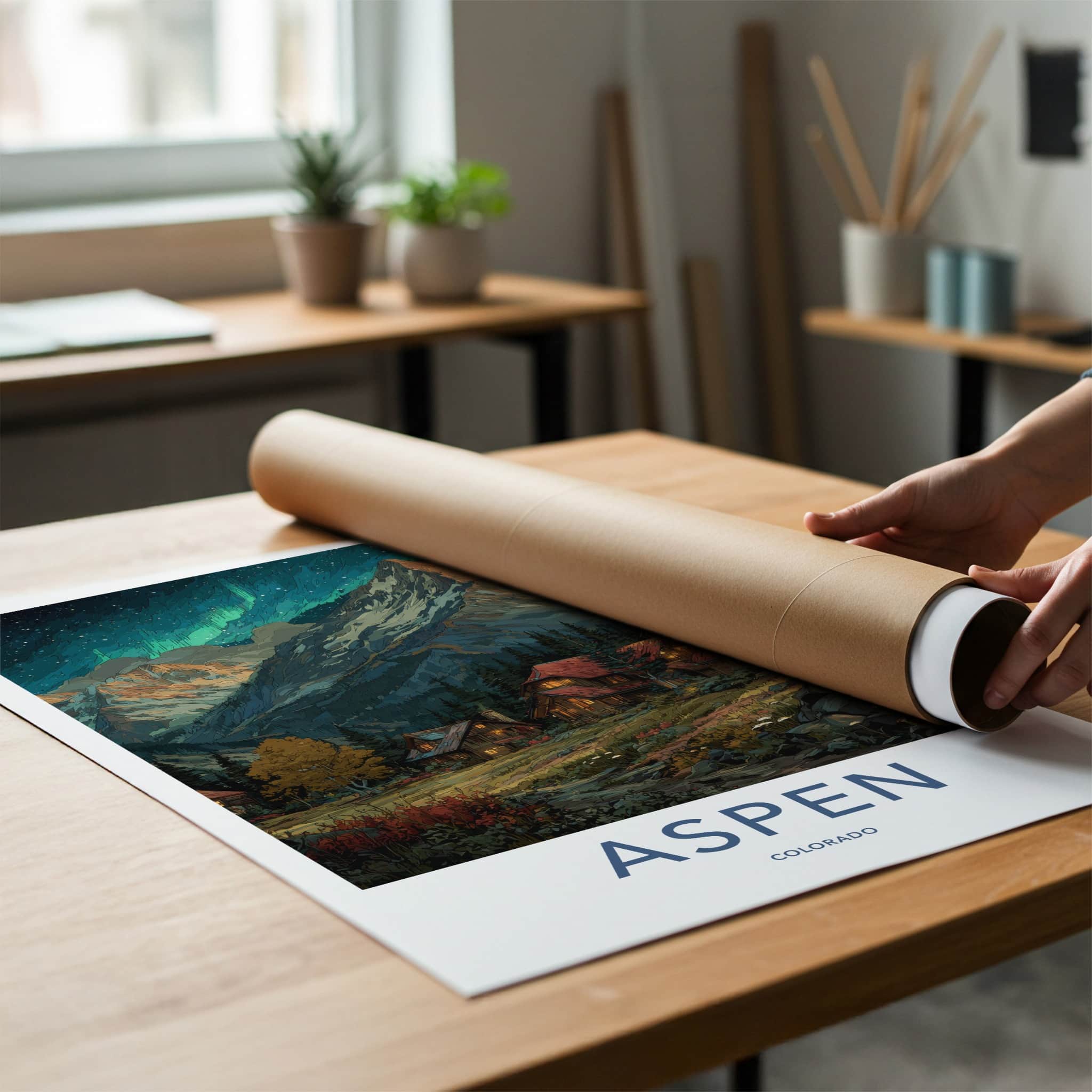 Aspen Poster - Colorado Aurora Mountain Village Art Print Gallery Art