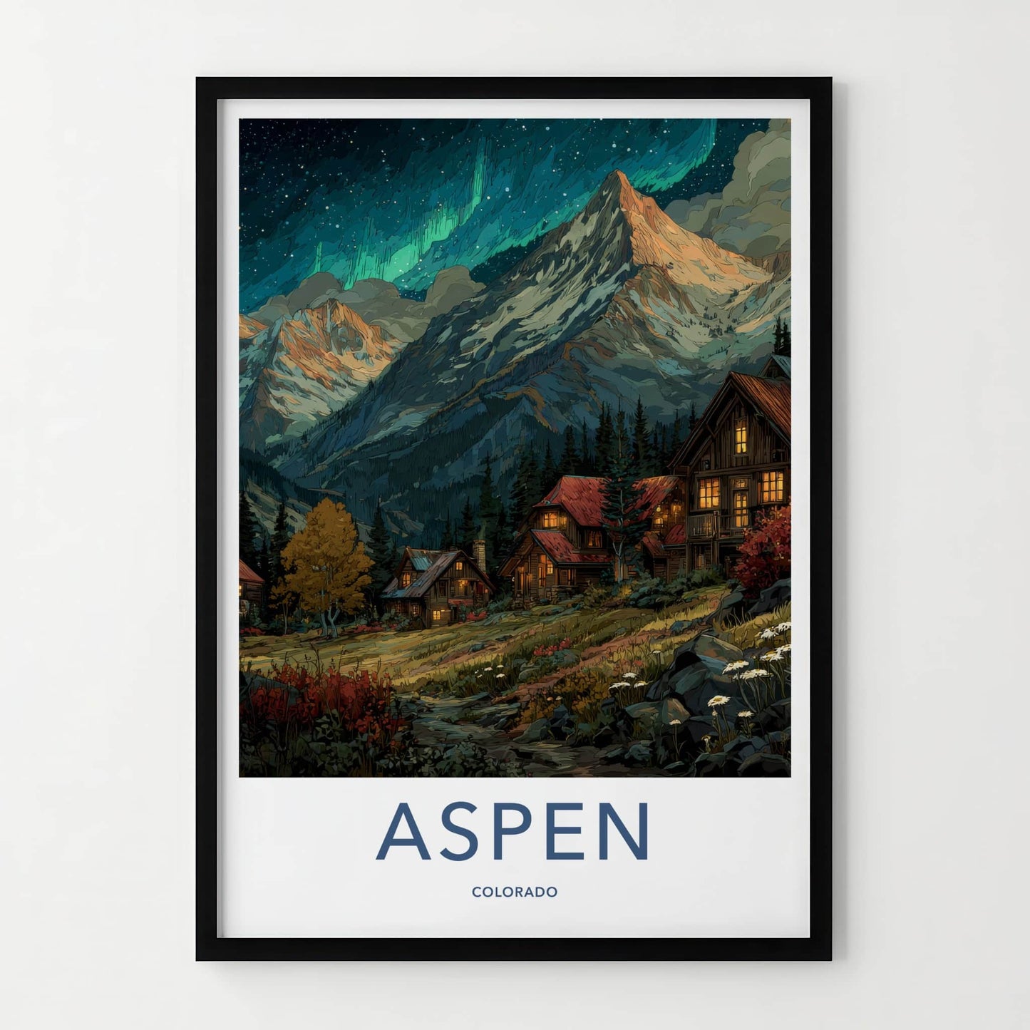 Aspen Poster - Colorado Aurora Mountain Village Art Print Gallery Art