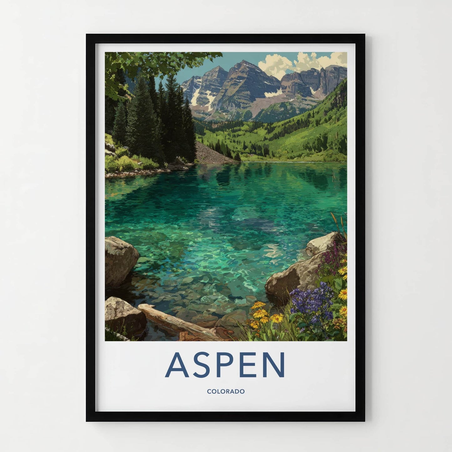 Aspen Poster Colorado Maroon Bells Reflection Framed Print