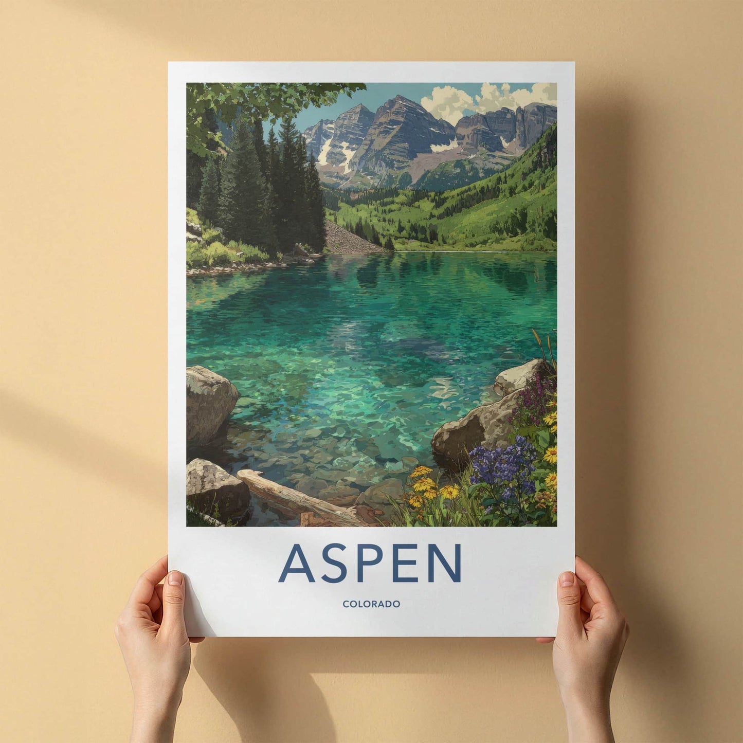 Aspen Poster Colorado Maroon Bells Reflection Framed Print