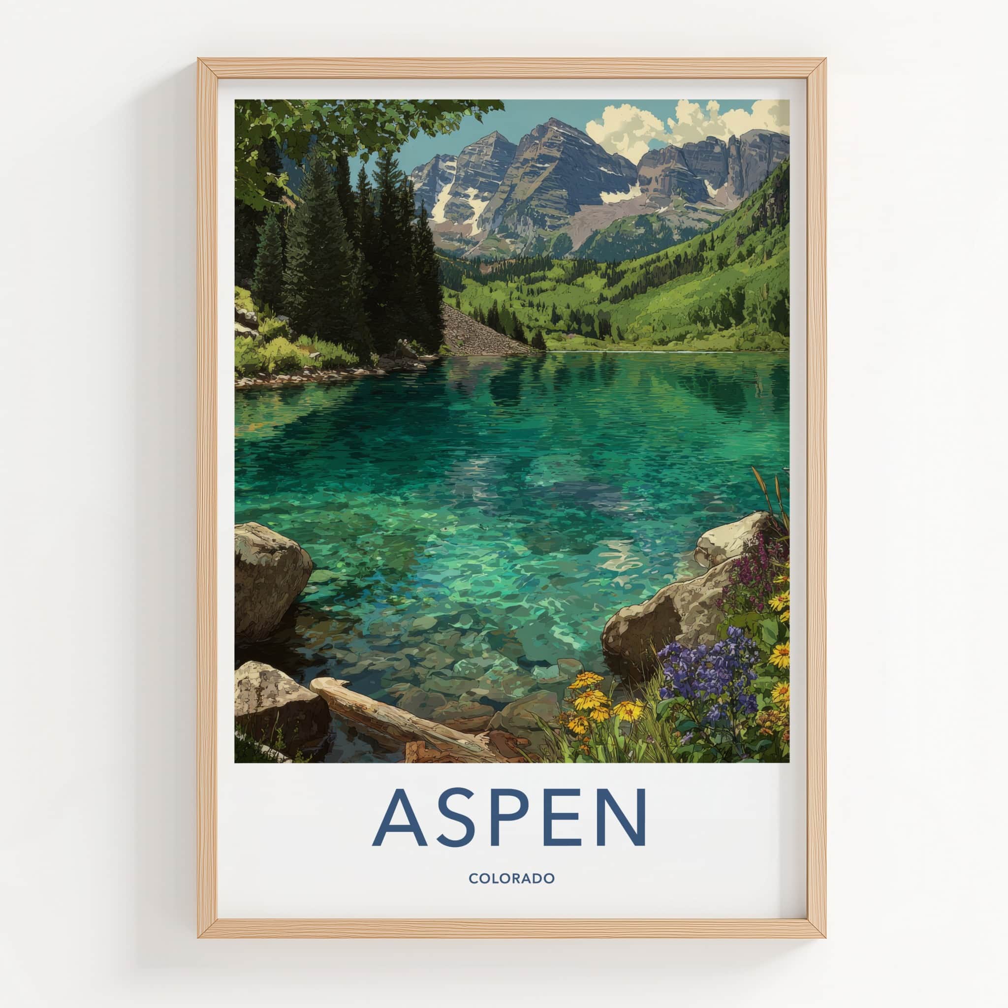 Aspen Poster Colorado Maroon Bells Reflection Framed Print