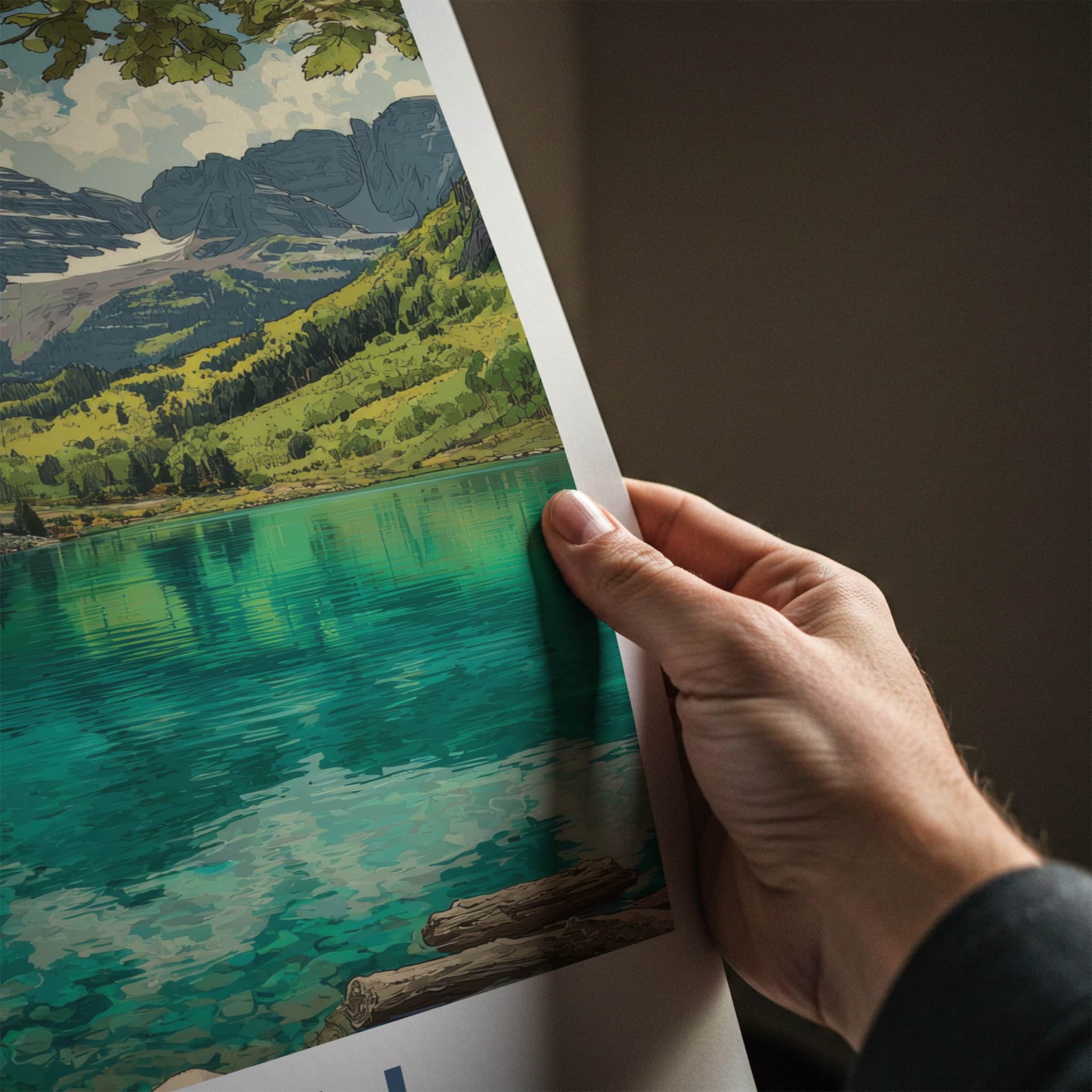 Aspen Poster - Colorado Travel Art - Mountain Lake Shore Art Print