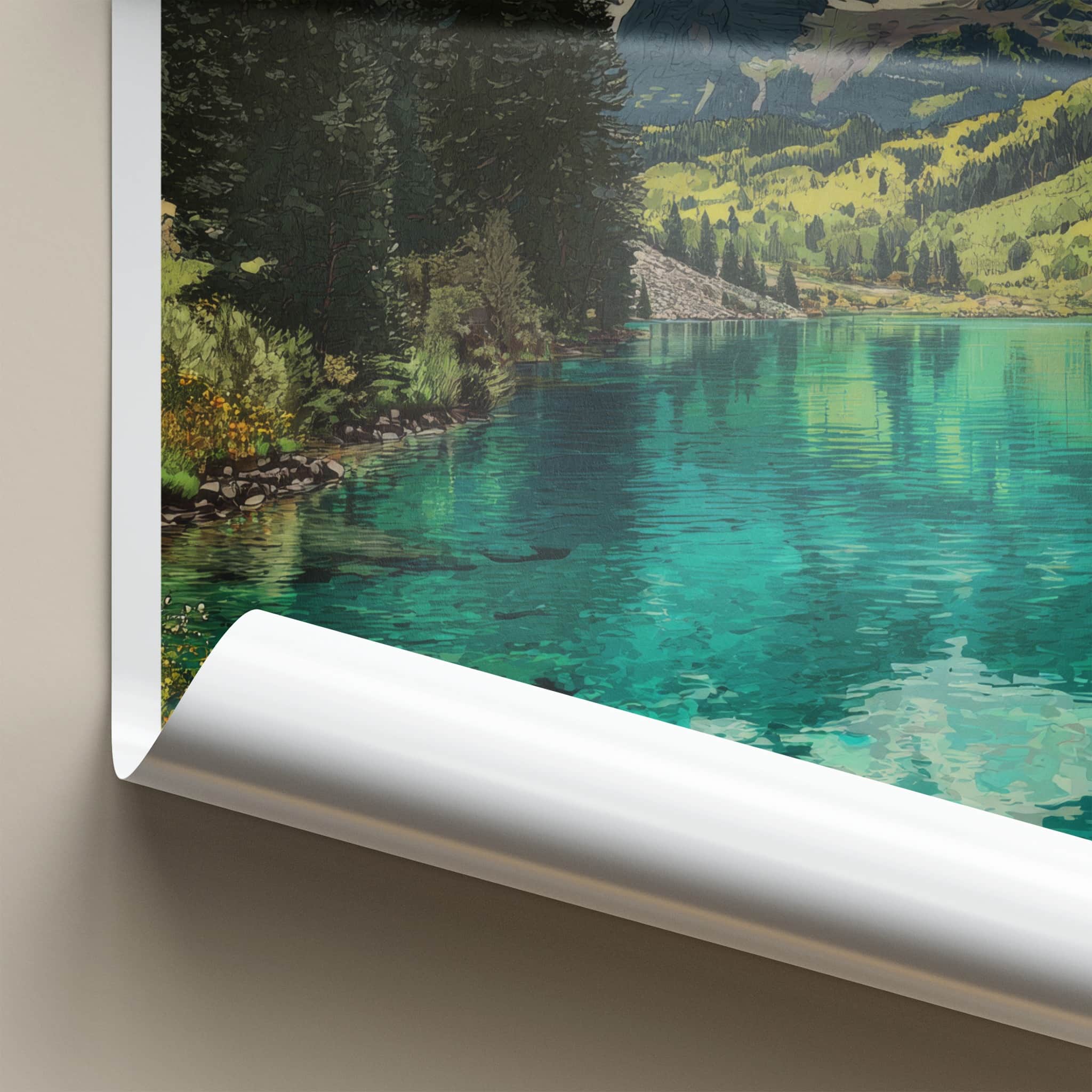 Aspen Poster - Colorado Travel Art - Mountain Lake Shore Art Print