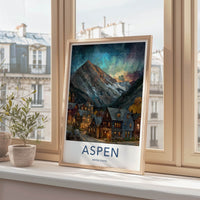Aspen Poster - Colorado Travel Print - Starry Mountain Village Home Decor