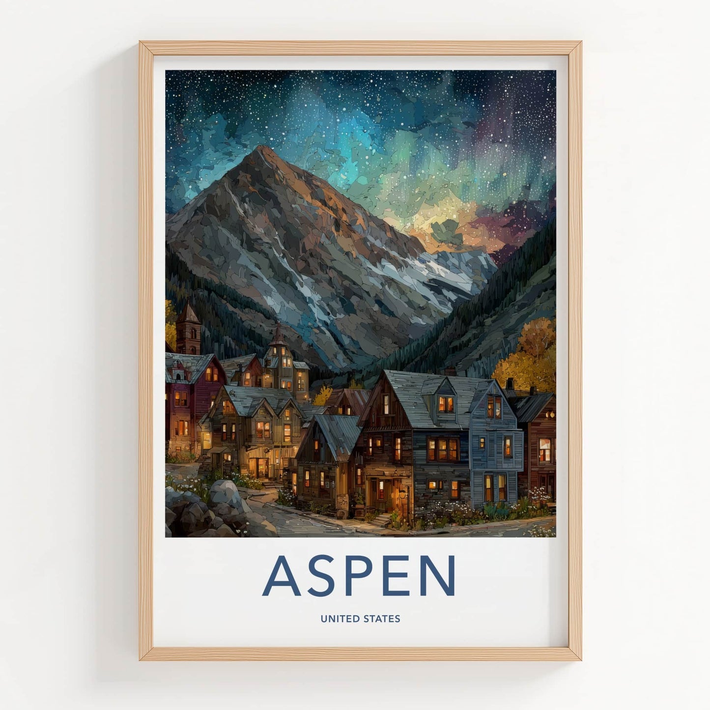 Aspen Poster - Colorado Travel Print - Starry Mountain Village Home Decor