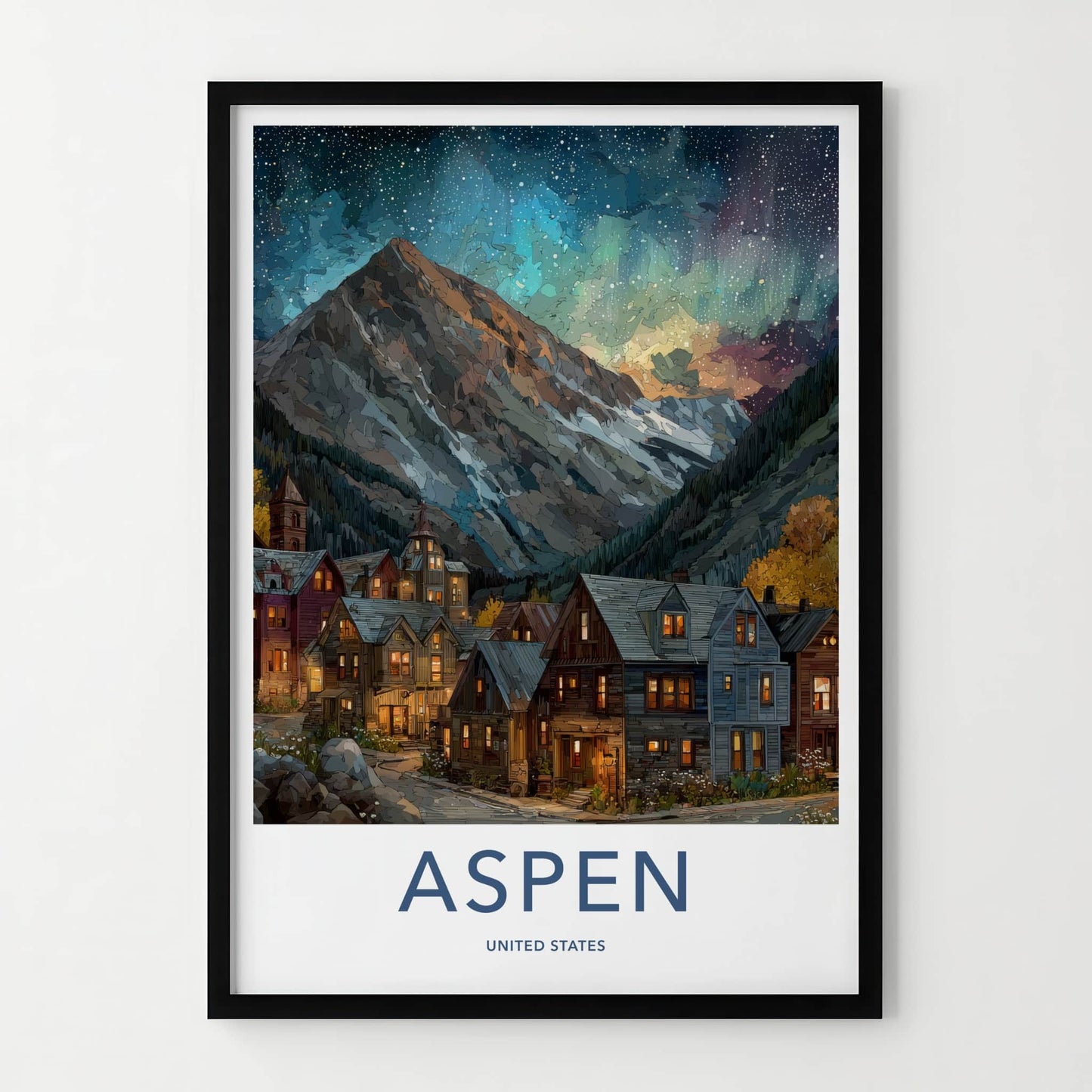 Aspen Poster - Colorado Travel Print - Starry Mountain Village Home Decor