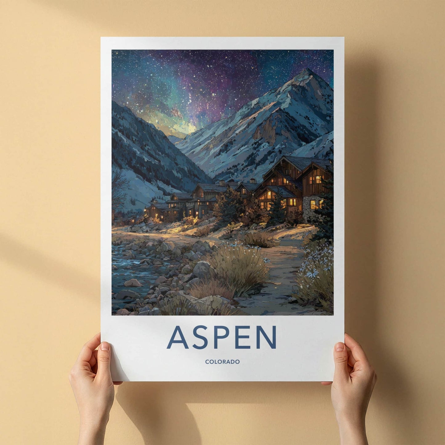 Aspen Poster - Colorado Wall Art - Starry Mountain Village Home Decor