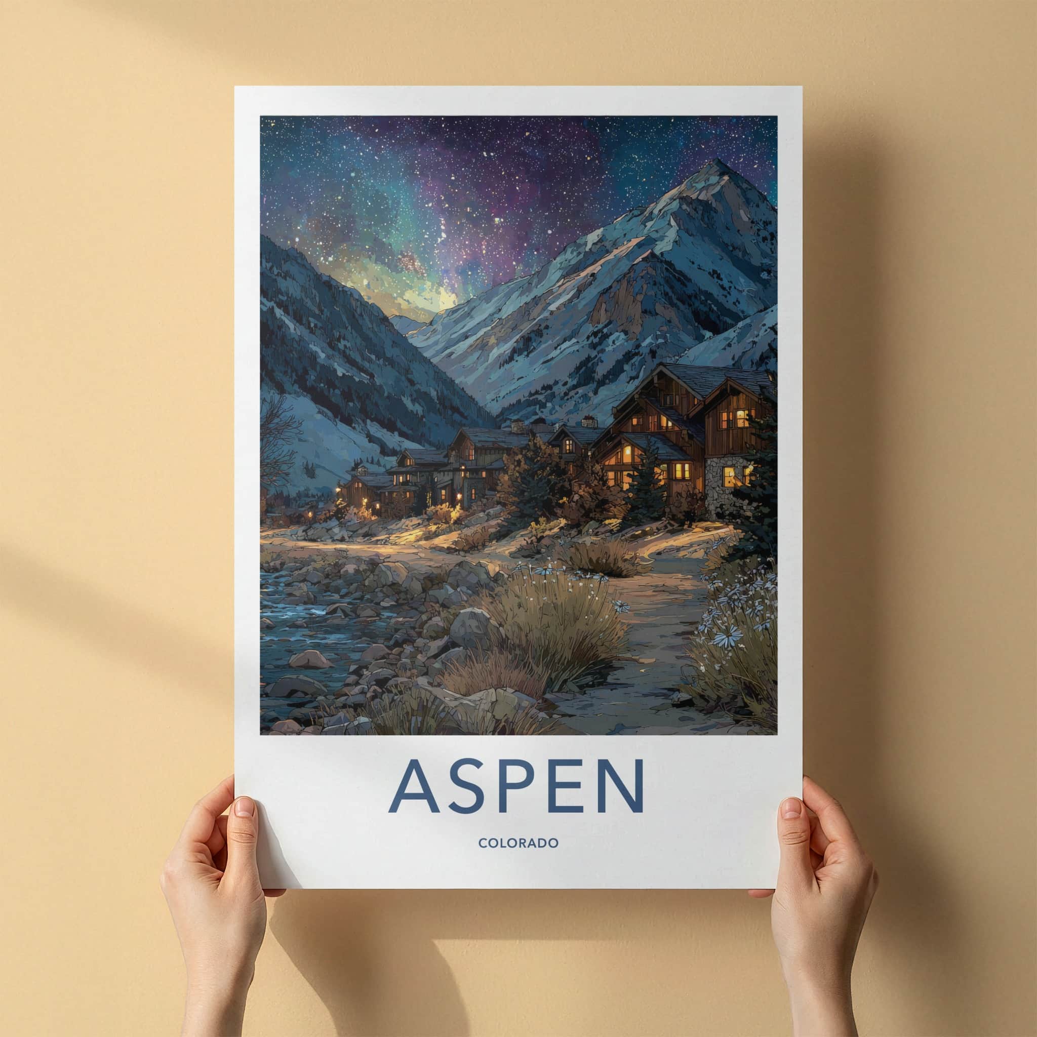 Aspen Poster - Colorado Wall Art - Starry Mountain Village Home Decor