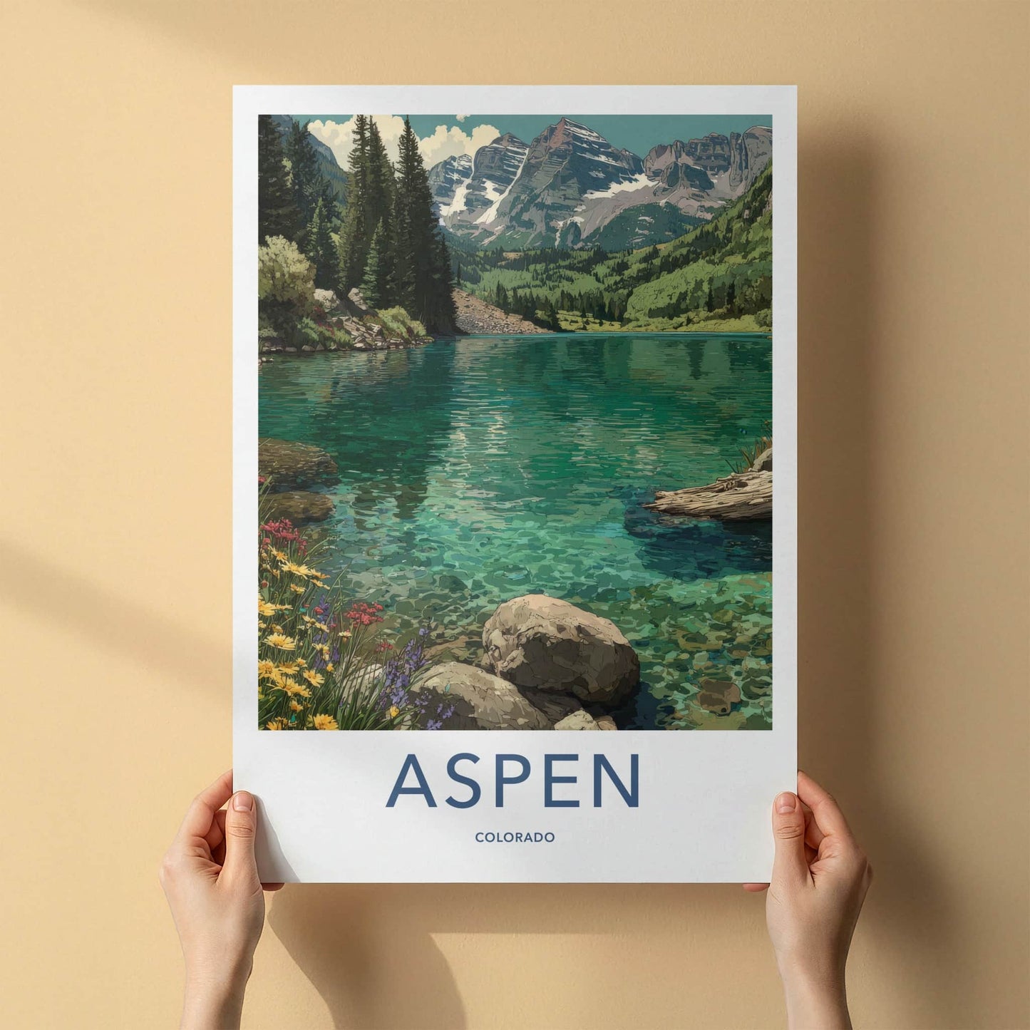 Aspen Poster - Colorado Wall Art - Vibrant Mountain Lake Home Decor