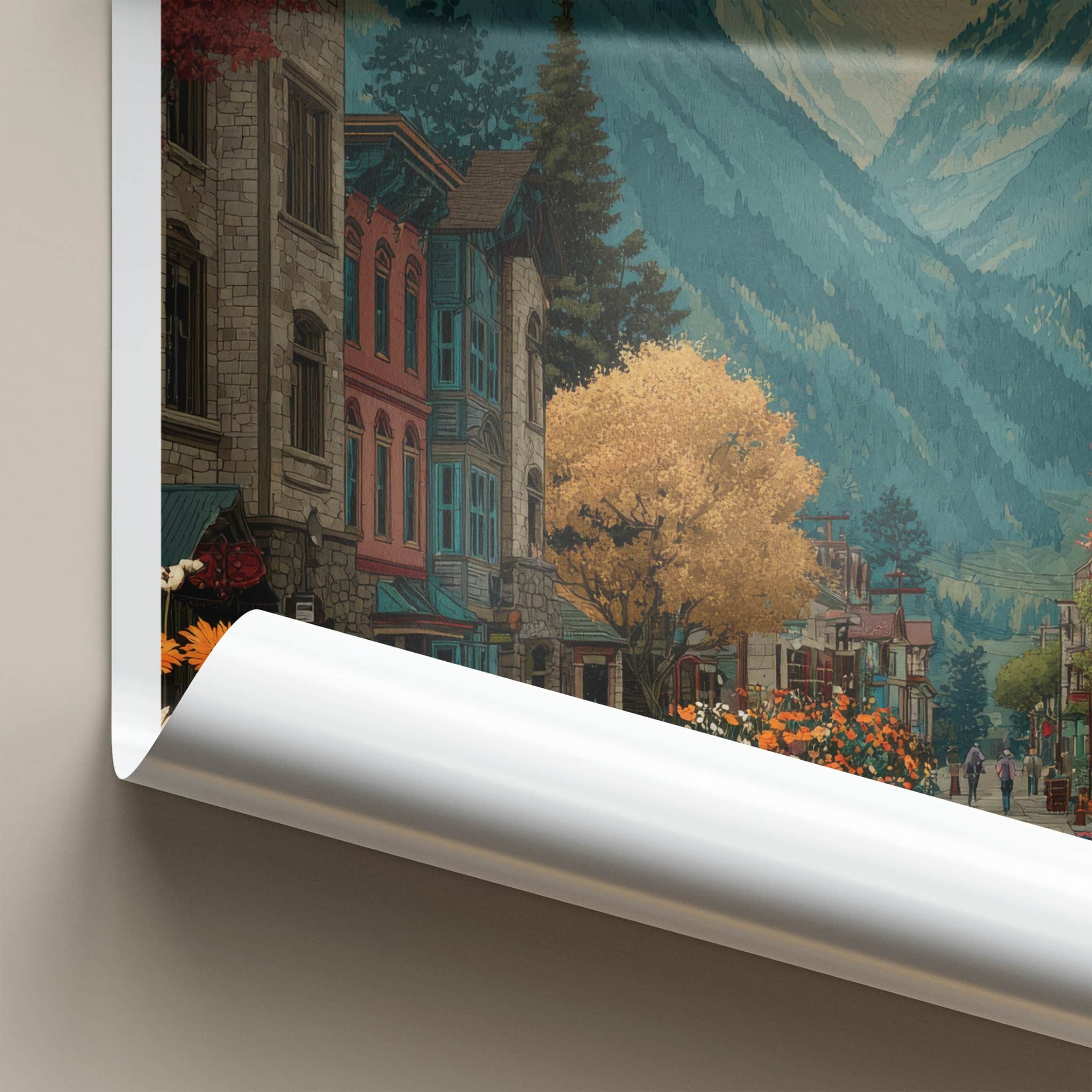 Aspen Poster - Colorado Wall Art - Vibrant Mountain Village Home Decor