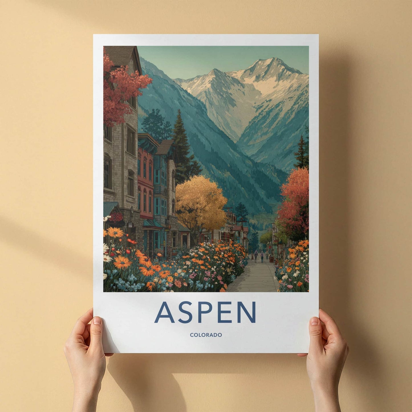 Aspen Poster - Colorado Wall Art - Vibrant Mountain Village Home Decor