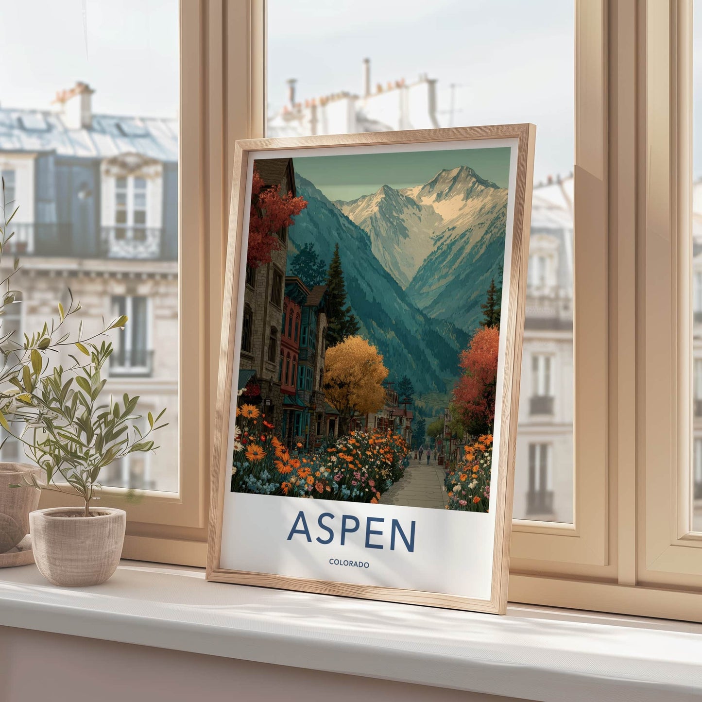 Aspen Poster - Colorado Wall Art - Vibrant Mountain Village Home Decor