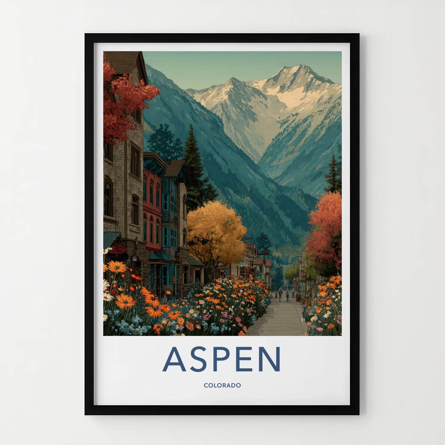 Aspen Poster - Colorado Wall Art - Vibrant Mountain Village Home Decor