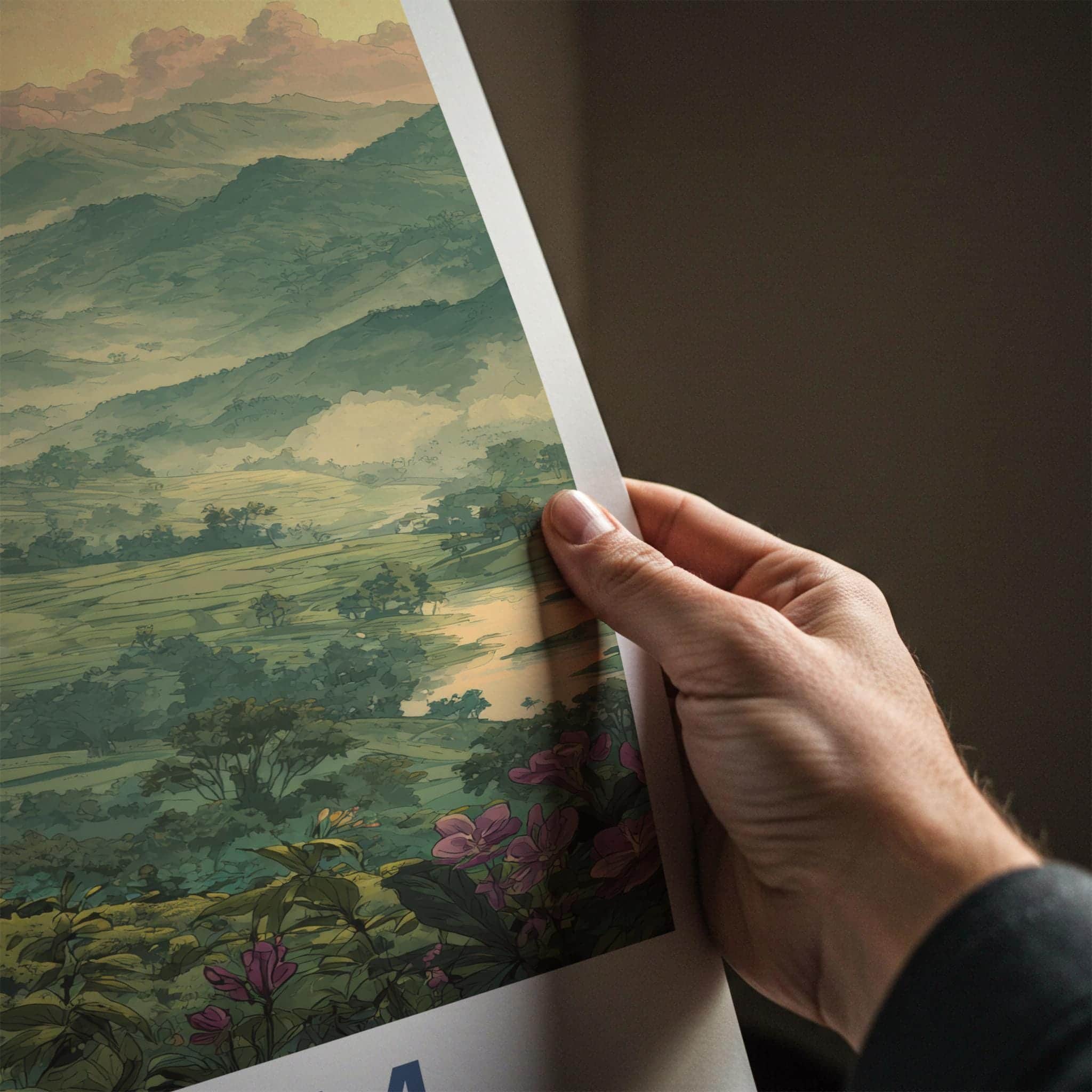 Assam Poster - India Travel Art - Rhino Misty Mountains Wall Decor