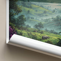 Assam Poster - India Travel Art - Rhinoceros lush hills Wall Decor