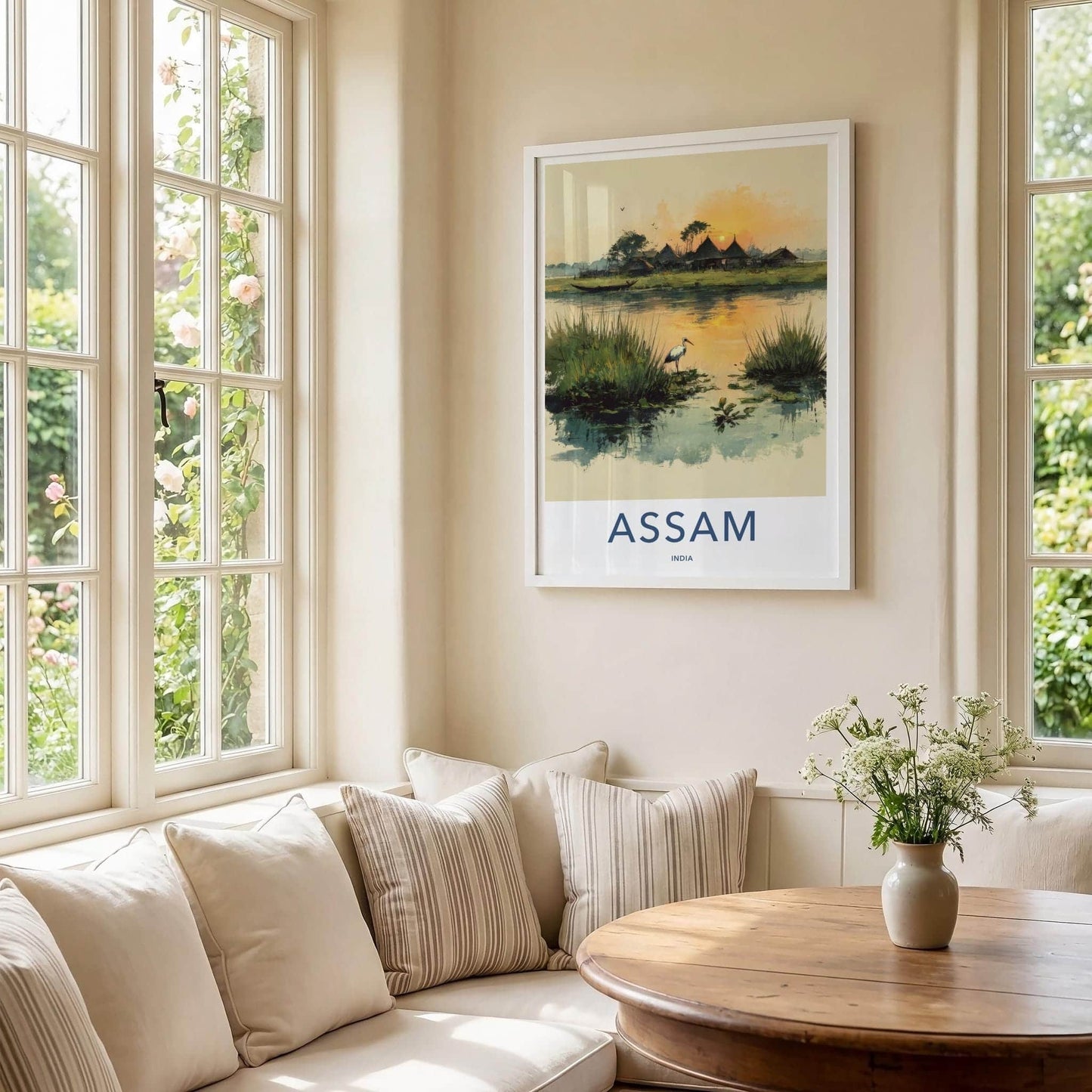Assam Poster - India Travel Art - Serene Village Sunset Home Decor