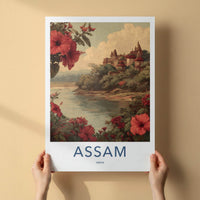 Assam Poster - India Travel Print - Assam River Temples Gallery Art