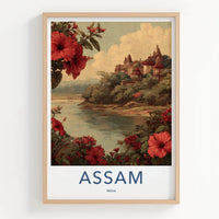 Assam Poster - India Travel Print - Assam River Temples Gallery Art