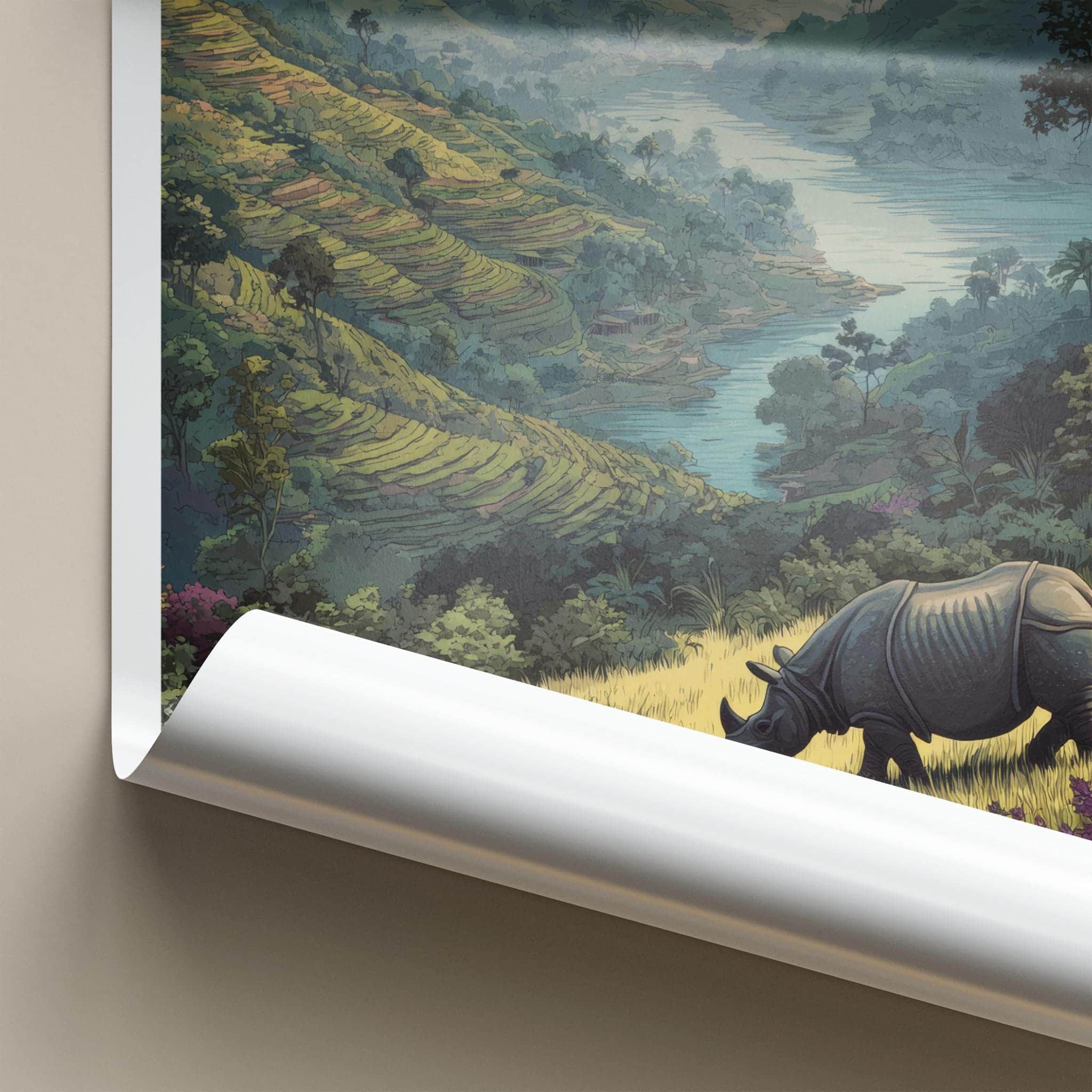 Assam Poster - India Wall Art - Rhino River Valley Home Decor