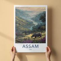 Assam Poster - India Wall Art - Rhino River Valley Home Decor