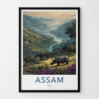 Assam Poster - India Wall Art - Rhino River Valley Home Decor
