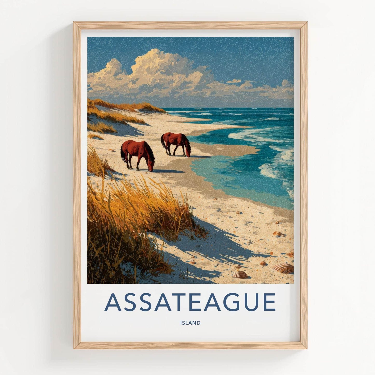 Assateague Island Poster - Maryland Travel Print - Wild horses beach Wall Decor