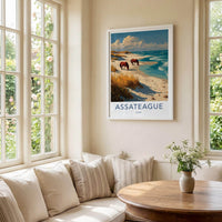 Assateague Island Poster - Maryland Travel Print - Wild horses beach Wall Decor