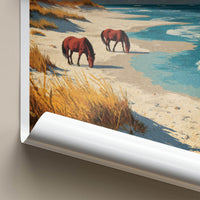 Assateague Island Poster - Maryland Travel Print - Wild horses beach Wall Decor