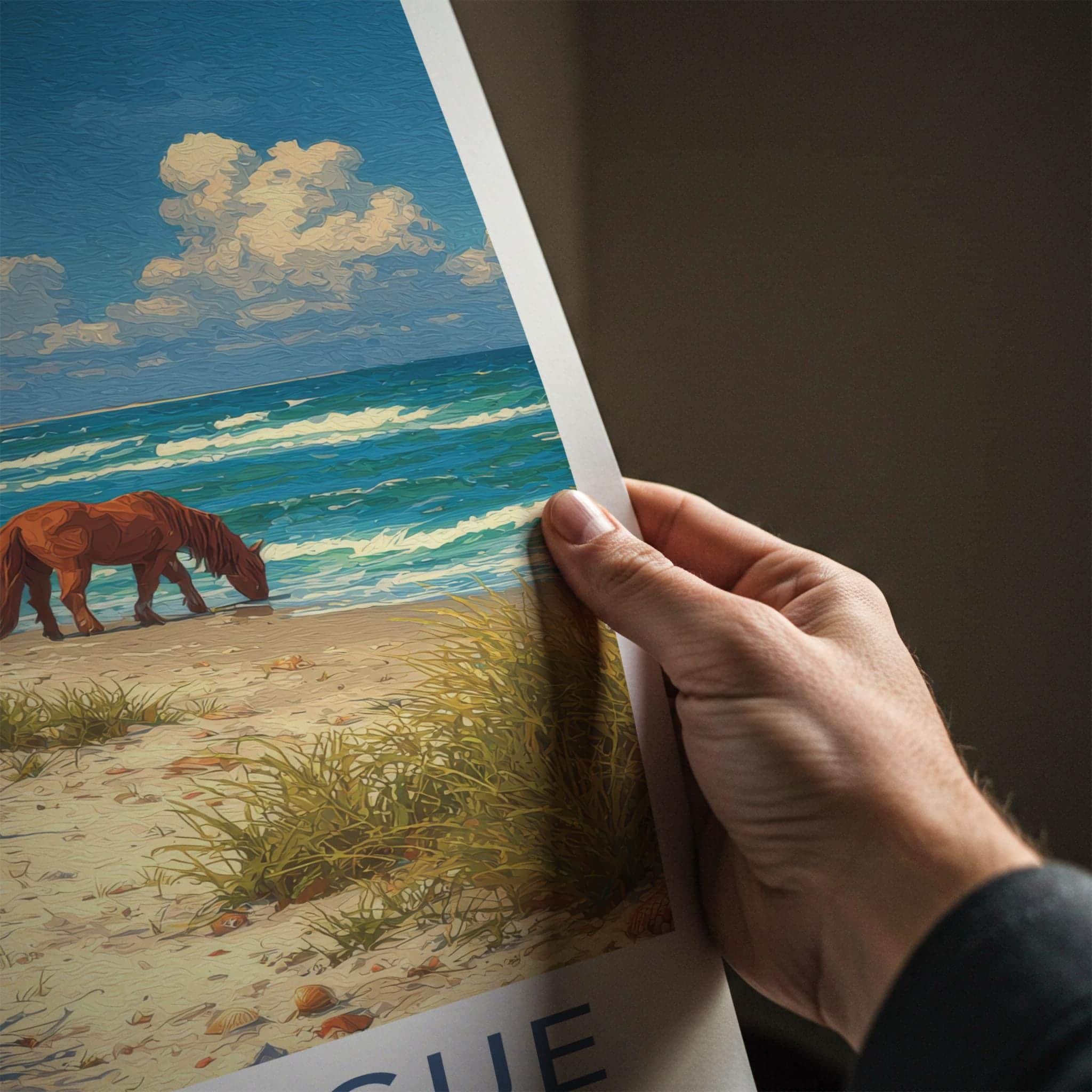 Assateague Poster - Maryland Travel Art - Wild Horses Beach Wall Decor