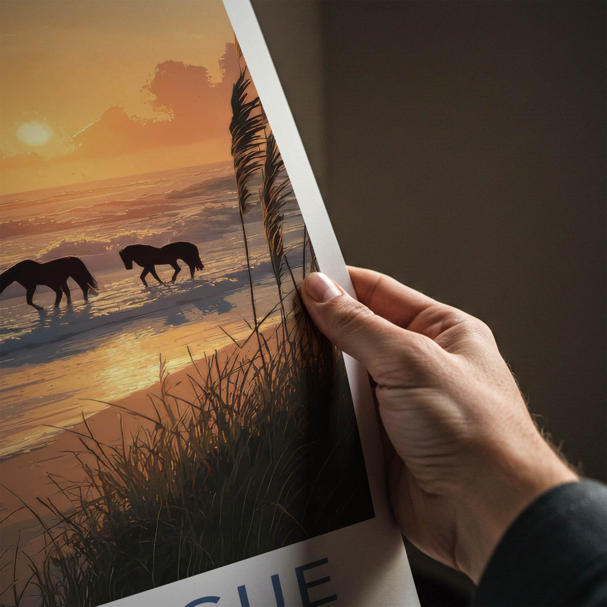 Assateague Poster - United States Wild Horses Sunset Wall Decor