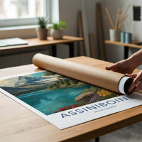 Assiniboine Poster - British Columbia Wall Art - Lake mountain cabin Home Decor