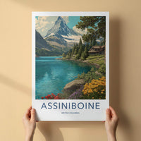 Assiniboine Poster - British Columbia Wall Art - Lake mountain cabin Home Decor