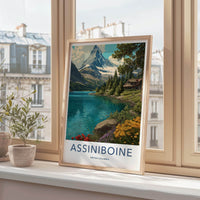 Assiniboine Poster - British Columbia Wall Art - Lake mountain cabin Home Decor