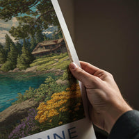 Assiniboine Poster - British Columbia Wall Art - Lake mountain cabin Home Decor