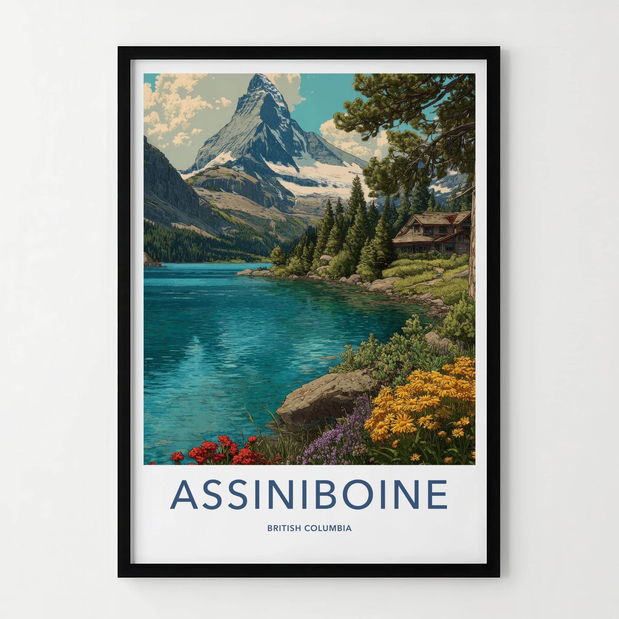 Assiniboine Poster - British Columbia Wall Art - Lake mountain cabin Home Decor