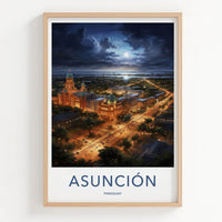 Asuncion Poster - Paraguay Travel Art - Moonlit Cityscape View Home Decor