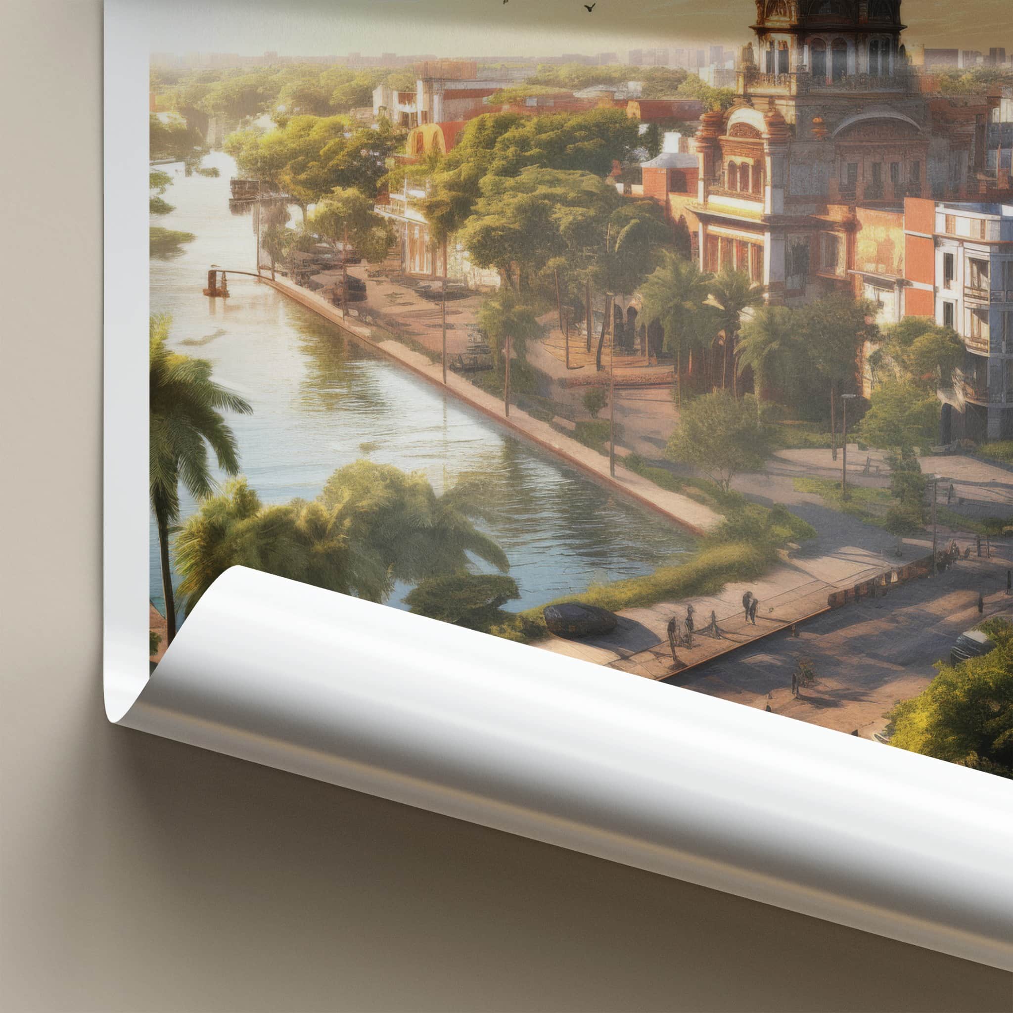 Asuncion Poster - Paraguay Travel Art - Sunset City River Home Decor